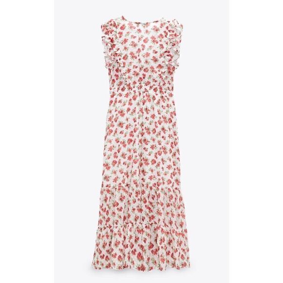 Zara Floral Print Dress Ruffled New - Picture 6 of 9